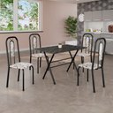 Ver imagem 1 de Conjunto de Mesa Tubular 100cm x 60cm Tampo em Ardósia com 4 Cadeiras Lívia Preto/Off White