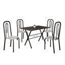 Ver imagem 2 de Conjunto de Mesa Tubular 100cm x 60cm Tampo em Ardósia com 4 Cadeiras Lívia Preto/Off White