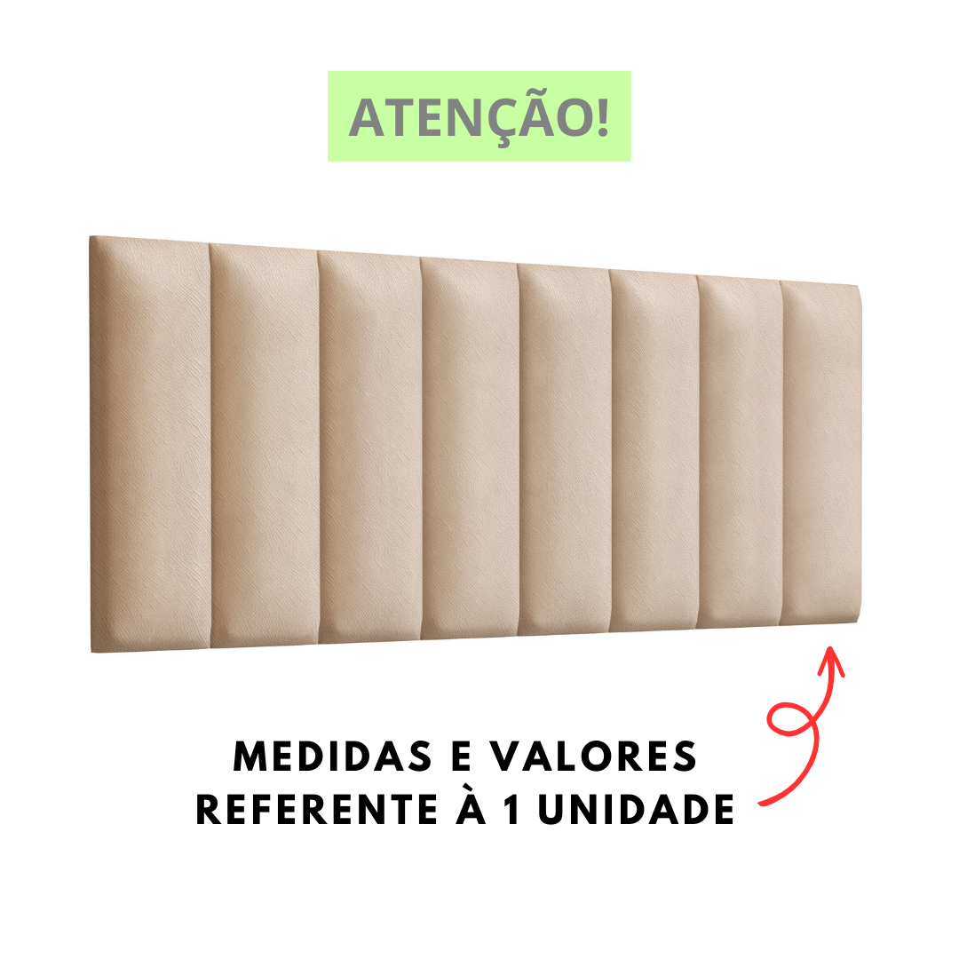 Módulo Estofado para Cabeceira de Cama Box Bege Claro 60x20cm Auto Adesivo - 2