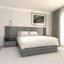 Ver imagem 1 de Cabeceira Queen 3,0m e 2 Mesas Gaveta e Nicho Mdf sob Medida Cor:cinza Sagrado