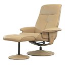 Ver imagem 1 de Poltrona de Massagem Reclinável Soft Domann Design Pu Bege com Controle e Apoio para Os Pés