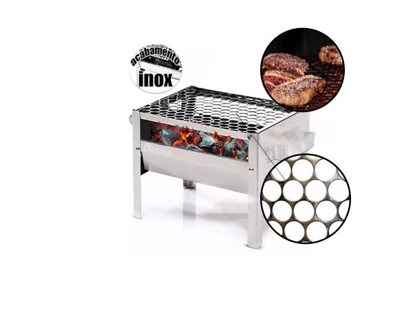 Churrasqueira Portátil e Grelha em Inox com Alça Prata - 2