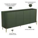 Ver imagem 2 de Aparador Buffet para Sala de Jantar 4 Portas Pés Industrial Dourado Naim I03 Musgo - Lyam Decor