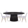 Conjunto Mesa de Jantar Cone Oval 160x90 cm Ébano + 4 Cadeiras Eames Dkr Wood Branca Personal Decor  - 1