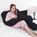 Ver imagem 2 de Travesseiro de Corpo Gestante Grávida Almofada Amamentação Mamãe e Bebê Preto Casa Dona