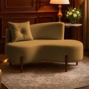 Ver imagem 1 de Sofá Orgânico Divã Veludo com Pés de Madeira - 7 Decor Cappuccino