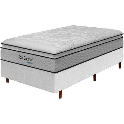 Cama Box Branca + Colchão Solteiro King Ortopédico San Gabriel Branco Espuma D33 One Pillow
