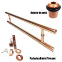Ver imagem 1 de Kit Puxador Porta (Soft) Aço Inox Cobre Acetinado + Fechadura Rolete Pivotante Cobre Acetinado + - 1