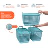 Kit 3 cestos telados com tampa de plástico 15l verde – Oikos - 3