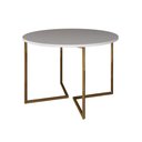 Ver imagem 5 de Mesa Jantar Industrial Redonda 110Cm Branca Base V Dourada Com 4 Cadeiras Madeira Branc Cor: Branco