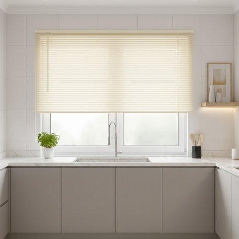 Persiana Horizontal Pvc Evolux 100cm X 160cm Cortina Sala Cozinha Quarto - Bege