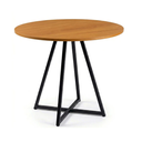 Ver imagem 2 de Mesa de Sala e Jantar Paris Modelo Industrial Moderno Tampo Redondo Canela com Base de Ferro Preto