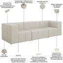 Ver imagem 4 de Sofá 3 Lugares para Sala Living Modular 264cm Lancaster F04 Linho Cru - Lyam Decor