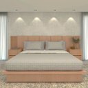 Ver imagem 1 de Cama King 2,01m Cabeceira 3,50m e 2 Mesas sob Medida em Mdf Cor:carvalho Malva