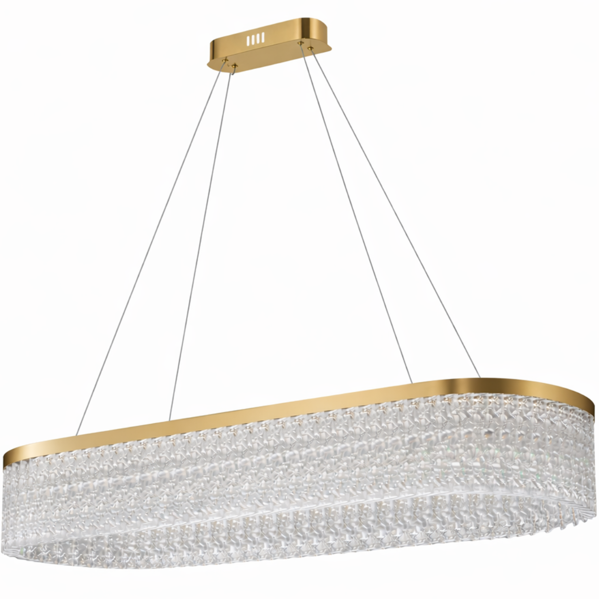 Ver imagem 1 de Lustre Pendente 80x30cm Led 62 Cristais 3 Cores Oval Luminária Teto Gimpo Kjdd-l-449-80cm