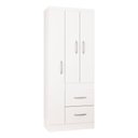 Ver imagem 3 de Cômoda 867 4 Gavetas com Guarda Roupa Solteiro Milão 3 Portas Branco Brilho - Poquema