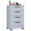 Ver imagem 7 de Cômoda 867 4 Gavetas com Guarda Roupa Solteiro Milão 3 Portas Branco Brilho - Poquema