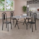 Ver imagem 1 de Conjunto de Mesa Tubular 100x60cm Tampo em Granito Ocre com 4 Cadeiras Lívia Preto