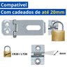 Dobradiça Fecho Trinco Porta Cadeado 4cm + Cadeado 20mm para Portão Gaveta Armário - 5