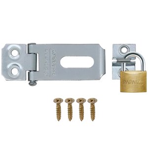 Dobradiça Fecho Trinco Porta Cadeado 4cm + Cadeado 20mm para Portão Gaveta Armário