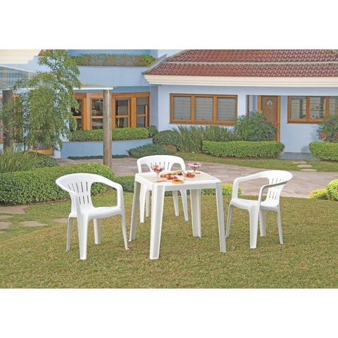 Kit 30 Cadeiras Plastica Monobloco com Bracos Atalaia Branca Tramontina