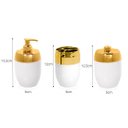 Ver imagem 3 de Kit Acessórios Banheiro Porta Escova Sabonete Algodão Branco Dourado