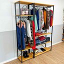 Ver imagem 3 de Kit Arara de Roupas Middle Slim e High Ample Style Industrial Nozes e Preto