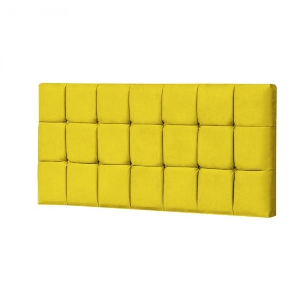 Painel Espanha Estofada Casal 140cm Suede Amarelo Com Strass Bela Casa Shop - 2