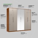 Ver imagem 3 de Guarda Roupa Casal 6 Portas com Espelho e 6 Gavetas Equador Prime Tx Nogueira-nude