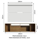 Ver imagem 3 de Rack Madesa Cancun e Painel para Tv até 65 Polegadas - Rustic/branco