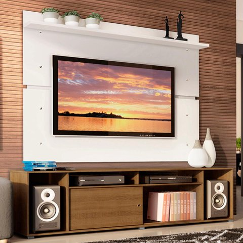 Rack Madesa Cancun e Painel para Tv até 65 Polegadas - Rustic/branco