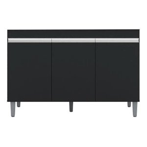 Balcão Gabinete para Cozinha Manu 120cm 3 Portas:preto