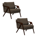 Ver imagem 1 de Conjunto 2 Poltronas Sala de Estar Monique Madeira Castanho Cor: Marrom Veludo