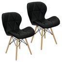 Ver imagem 1 de Kit 2 Cadeiras Charles Eames Eiffel Slim Wood Estofada - Preta