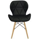 Ver imagem 3 de Kit 2 Cadeiras Charles Eames Eiffel Slim Wood Estofada - Preta