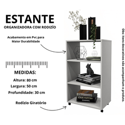 Estante Organizadora com Rodízios Cor Branca - 3