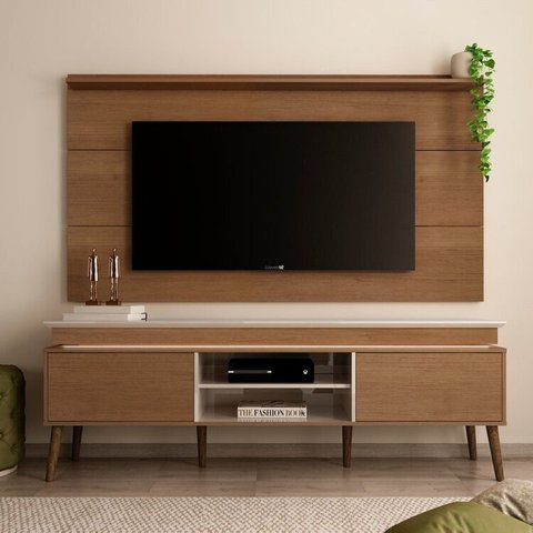 Conjunto 2 Peças Painel Slim e Rack Lumina Fita LED Embaixo do Tampo