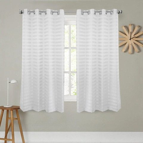 Cortina Semi Blackout Sala e Quarto para Varão 1,7 x 2,8M Corta Luz Tecido Jacquard Branco Casa Dona