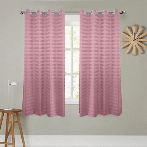 Cortina Semi Blackout Sala e Quarto para Varão 1,7 x 2,8M Corta Luz Tecido Jacquard Rosê Casa Dona