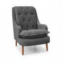 Ver imagem 3 de Poltrona Decorativa para Sala de Estar Lille Suede - Élpis Móveis - Cinza Escuro