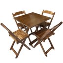 Ver imagem 1 de Conjunto Mesa Dobrável 70x70 Mdf com 4 Cadeiras Imbuia