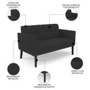 Ver imagem 3 de Sofá Namoradeira e 2 Poltronas Base Madeira Preto Ana Veludo Preto - Ibiza