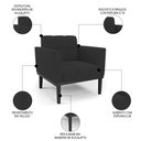 Ver imagem 5 de Sofá Namoradeira e 2 Poltronas Base Madeira Preto Ana Veludo Preto - Ibiza