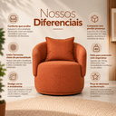 Ver imagem 3 de Poltrona Orgânica para Sala Quarto Recepção Linho Terracota Liz Confortável Elegante Anatomica Premi