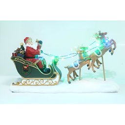 Escultura Decorativa Iluminada Trenó Renas Papai Noel 43cm - 2