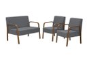 Ver imagem 1 de Kit 3 Poltronas Decorativa Jade Braço Madeira D'Salla Suede Grafite