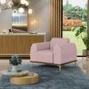 Ver imagem 2 de Kit 02 Poltronas Decorativas Base De Madeira e Pés D'Ouro Molino D02 Veludo Rosê C-305 - Lyam