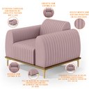 Ver imagem 4 de Kit 02 Poltronas Decorativas Base De Madeira e Pés D'Ouro Molino D02 Veludo Rosê C-305 - Lyam