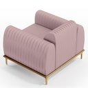 Ver mais imagens de Kit 02 Poltronas Decorativas Base De Madeira e Pés D'Ouro Molino D02 Veludo Rosê C-305 - Lyam