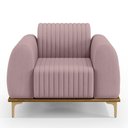 Ver imagem 6 de Kit 02 Poltronas Decorativas Base De Madeira e Pés D'Ouro Molino D02 Veludo Rosê C-305 - Lyam